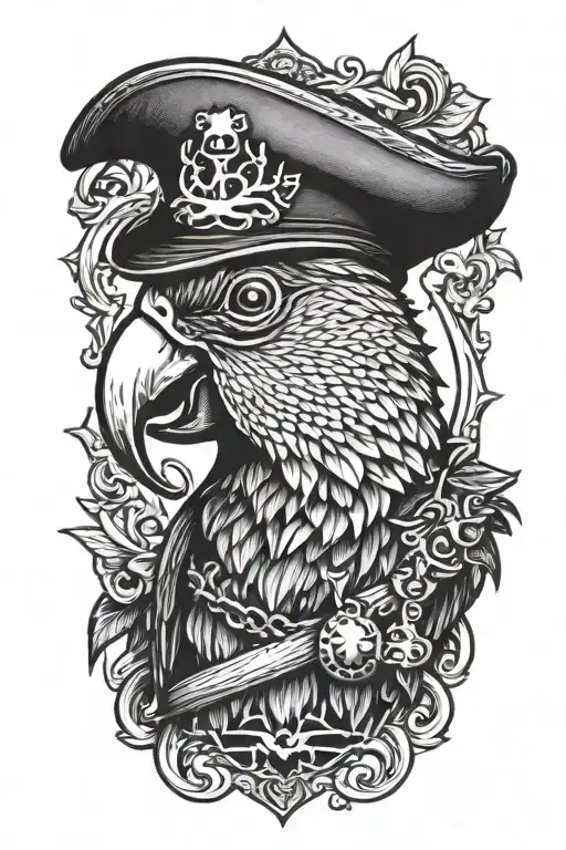 Parrot With Pirate Hat And Eye Patch