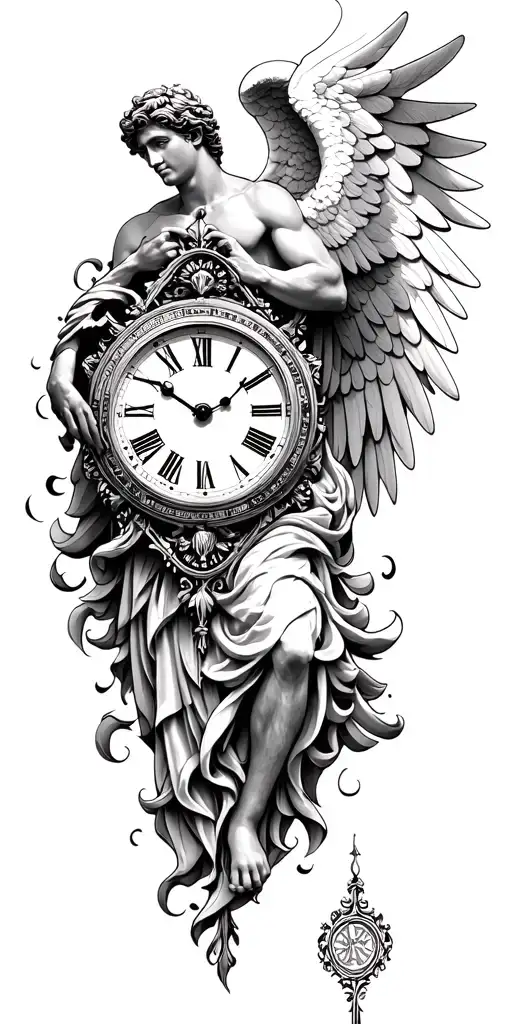 Clock With Male Guardian Angel