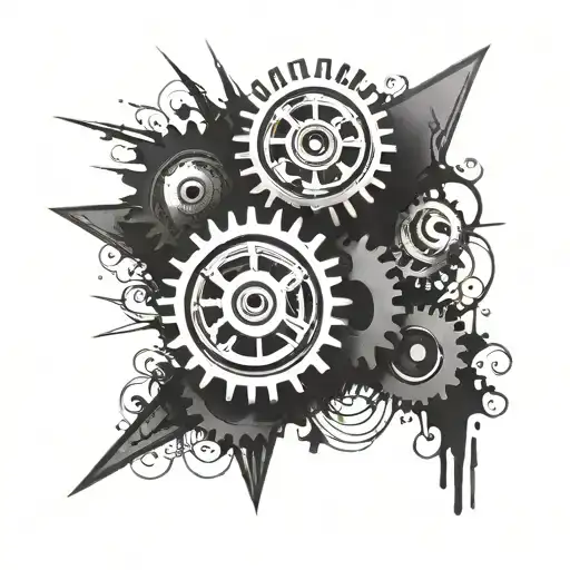 American Flag With A Mechanical Twist Incorporating Gears And Pistons