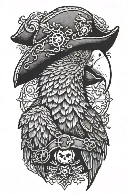 Parrot With Pirate Hat And Eye Patch