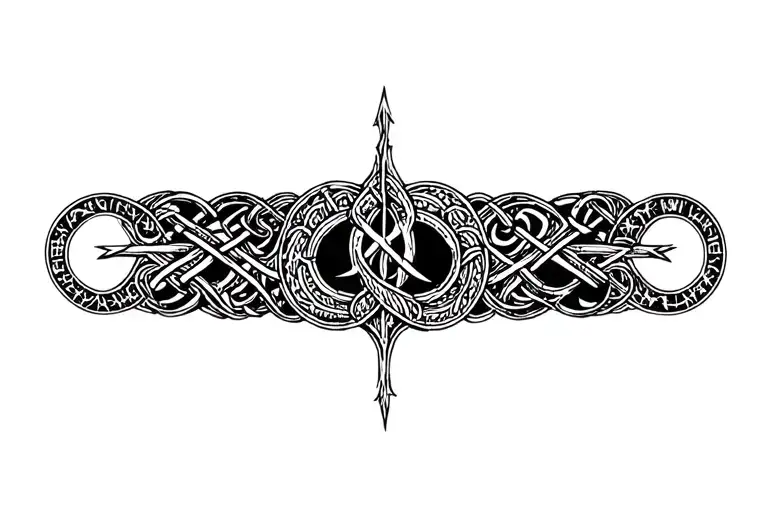 Norse Yggdrasil Intertwined With Warrior Runes Arm Band