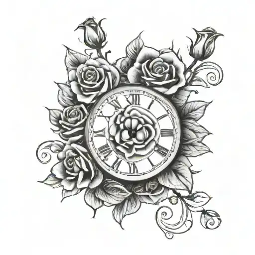 Clock And Roses