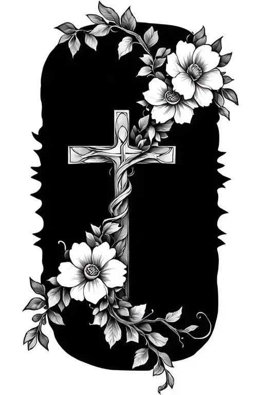 Christian Cross Wrapped In Flower Vine