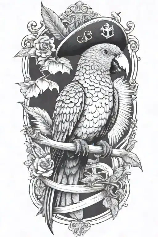 Full Body Parrot With Pirate Hat