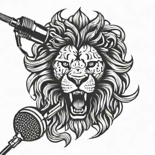 Microphone With A Lion Head Below It