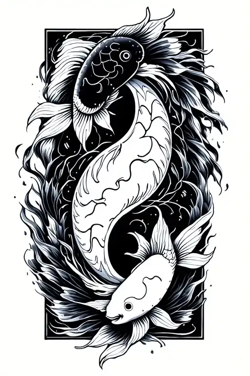 Koi Fish Swimming Yin Yang Symbol
