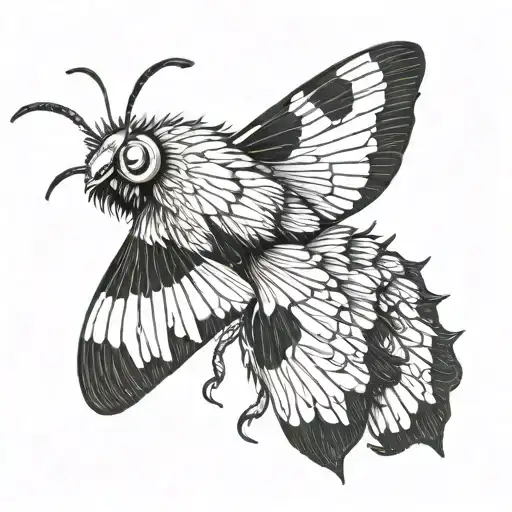 Poodle Moth Simple Black Tattoo Saturated