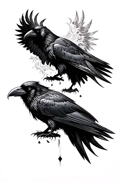Norse Ravens Huginn And Muninn