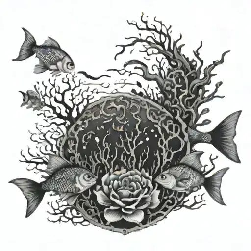 The Bottom Of The Sea With A Fish Cemetery Scene