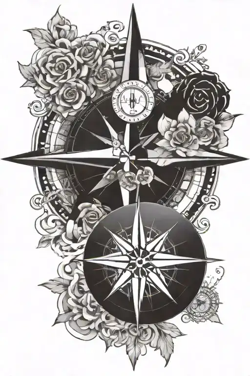 Compass Rose With Intricate Details