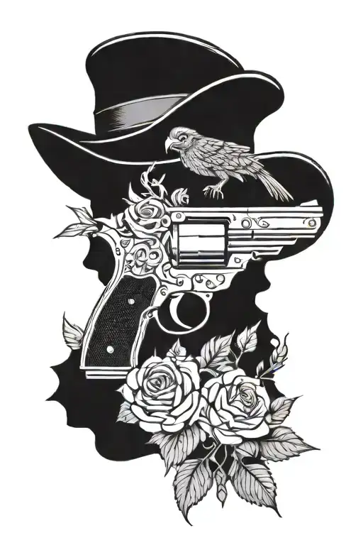 Pistol With Flowers And A Wyvern