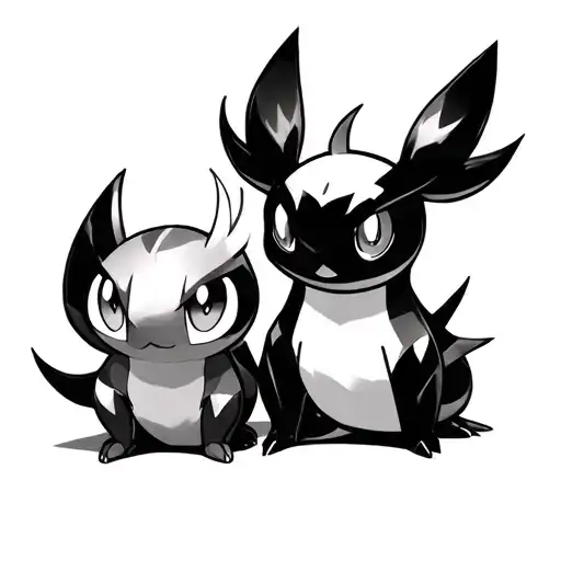 A Tattoo With Two Funecire And Lugulabrian Pokemon