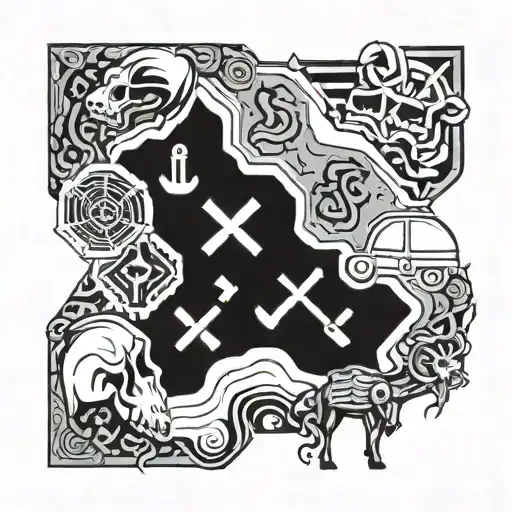 Cave Painting Inspired Design Featuring Law Enforcement Symbols