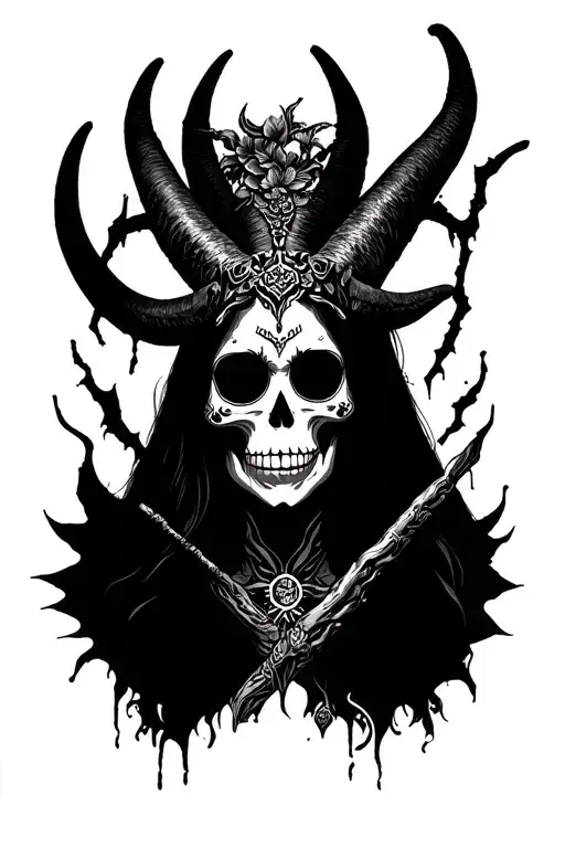 La Santa Muerte With Baphomet Tattoos Inspired