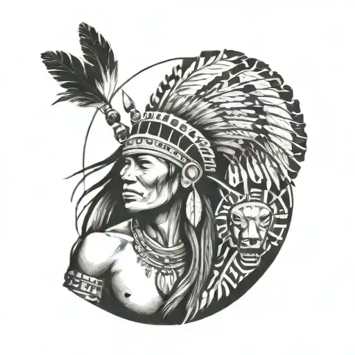 Native American With African Warrior