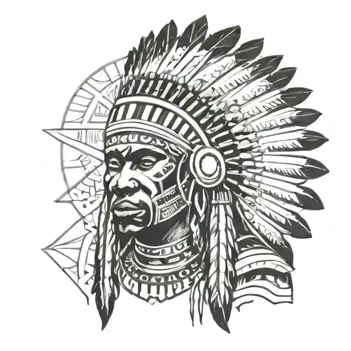 African Warrior With Native American Headress