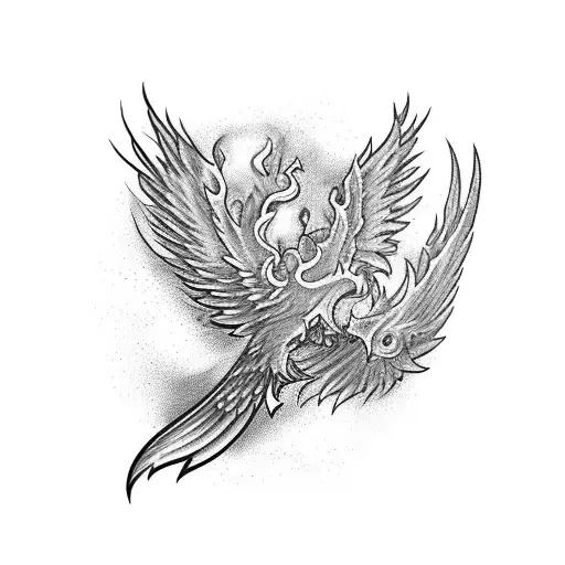 Phoenix Rising From The Ashes With A Briefcase