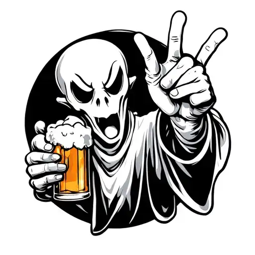 Casper The Ghost Holding A Beer Giving You The Finger