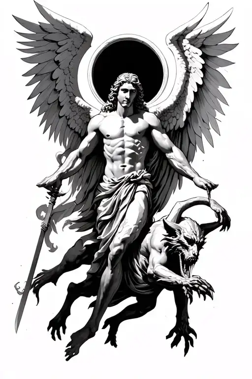 St Michael Arch Angel Slaying A Demon