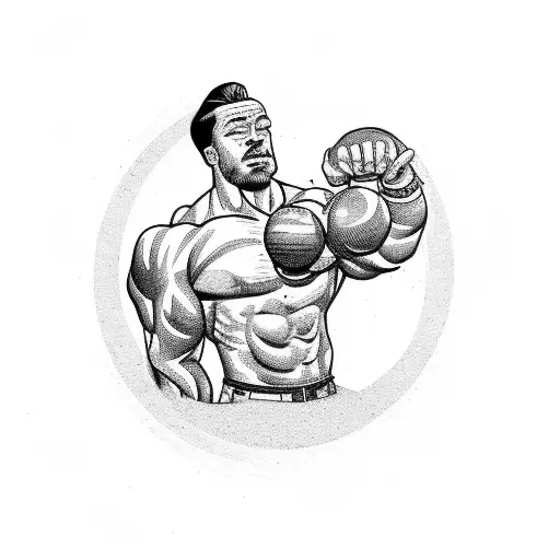 Muscular Man Holding Up Globe