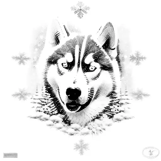 Husky In Winter Scene Snow Globe