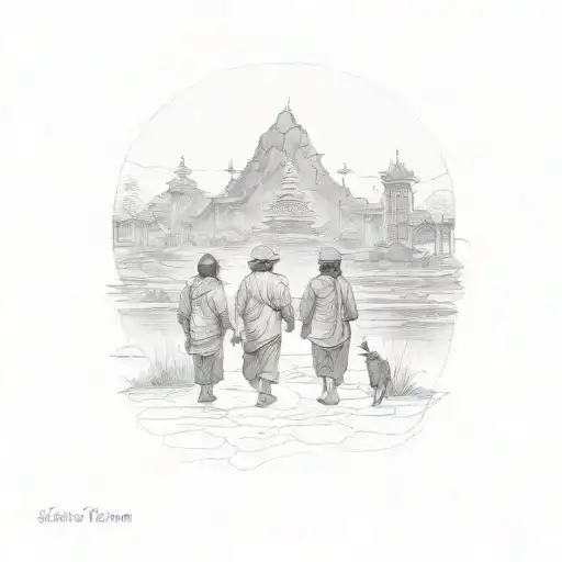 Past Sakma Limbu People Walking Away