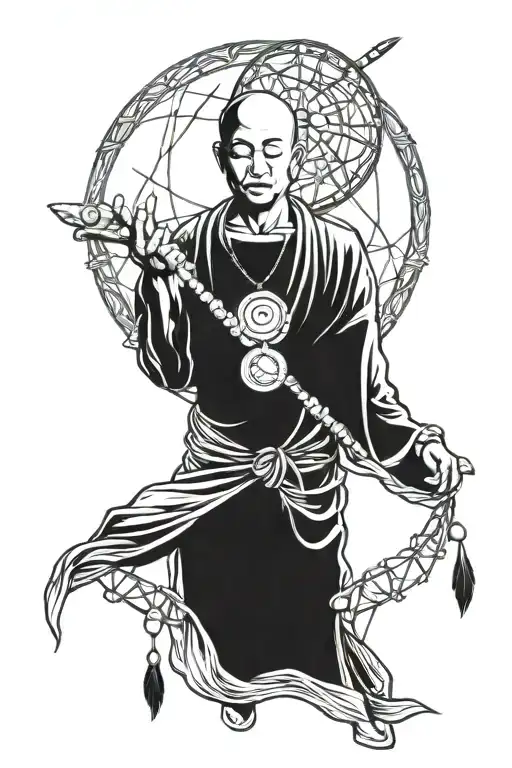 Buddhist With Dream Catcher Very Detailed
