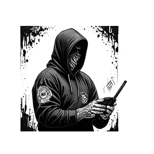 Hacker Hoodie And Holding