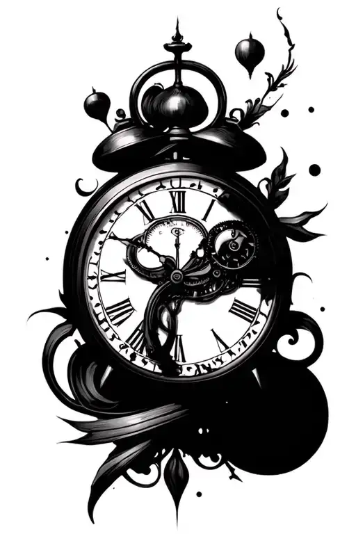 Clocks Incorporated Into Sleeve Tattoo Design