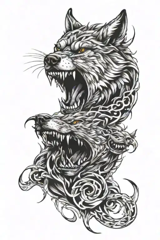 Snarling Wolf And A Triskel Bdsm