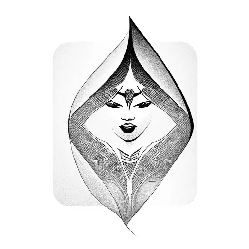 Blackwork Woman Thigh Curvy Egyptian