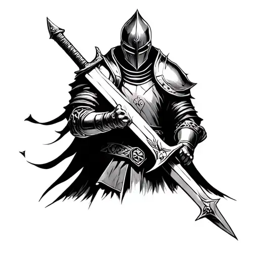 Shaded Knight Holding A Sword Cyber Sigilism