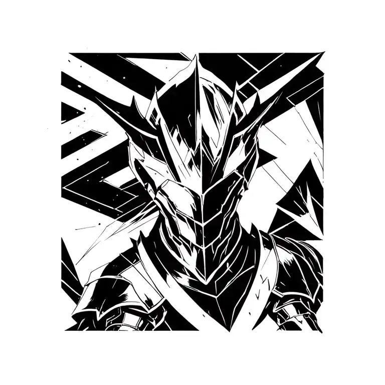 Plate Armor With Reverse Shaded Geometric Sharp Pointed Shapes Incorperated