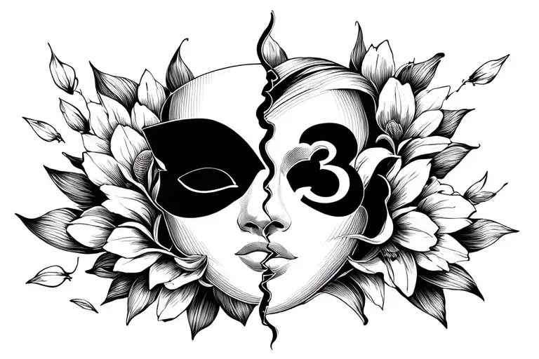 33 Number With An Mask Split In Half And Petals Flying Around