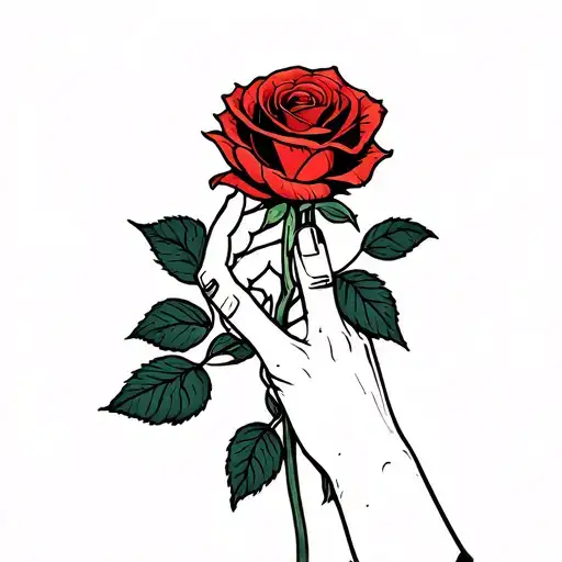 Hand Holding A Rose