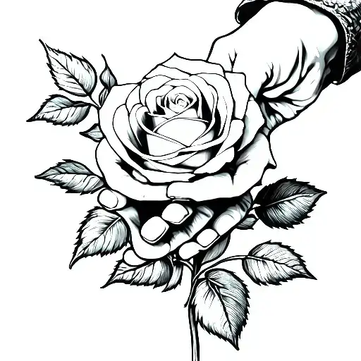 Hand Holding A Rose