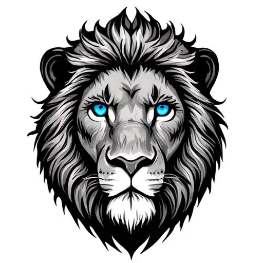 Lions Head With Blue Eyes