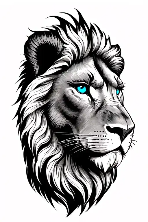 Lions Head With Blue Eyes