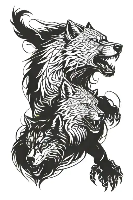 Wolf And Panther Combined Together