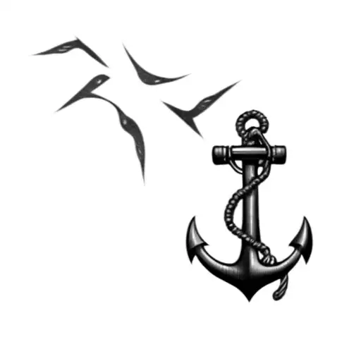 An Anchor With Rope Tide To Arm