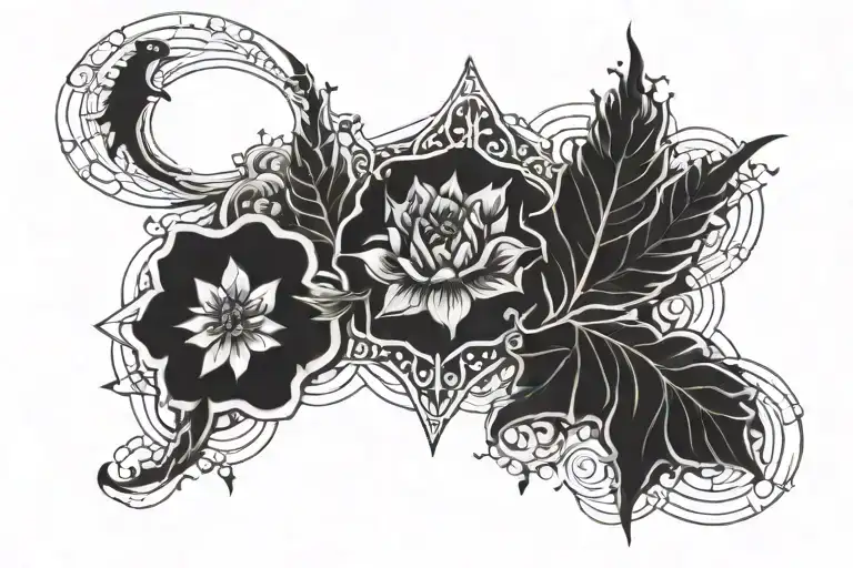 Blackwork Tattoo With The Meaning Of Freedom And Luck