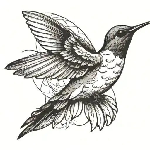 A Hummingbird Flying Along Side A Dove Flying