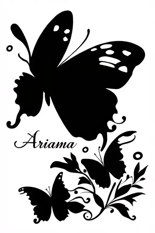 Butterfly Tattoo With The Name Arianna As The Body Of The Butterfly
