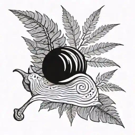 Snail Fossil With Fern Plant