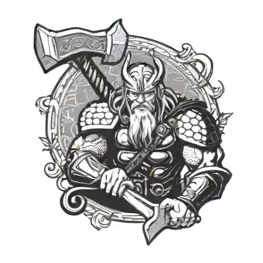 Thor With Ax Bowing His Head