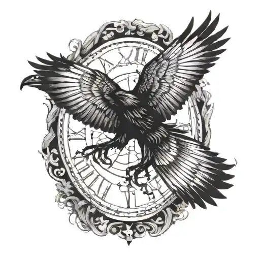 Two Ravens Flying Clockwise