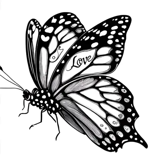 Butterfly With The Word Love In Their Wings