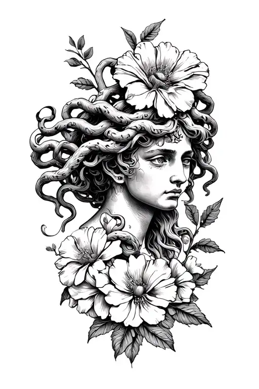 Flowers And Medusa Greek Mythology