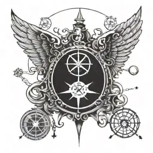 Pirate Compass Cross Angel Wing Star Ying Yang