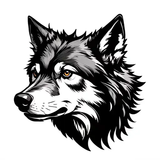 Traditional Flash Style Wolf Head